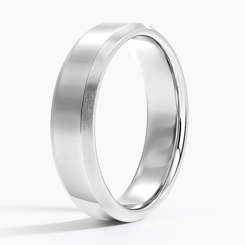 Brushed Edge Bevel 5.5mm Wedding Ring Platinum Wedding Band