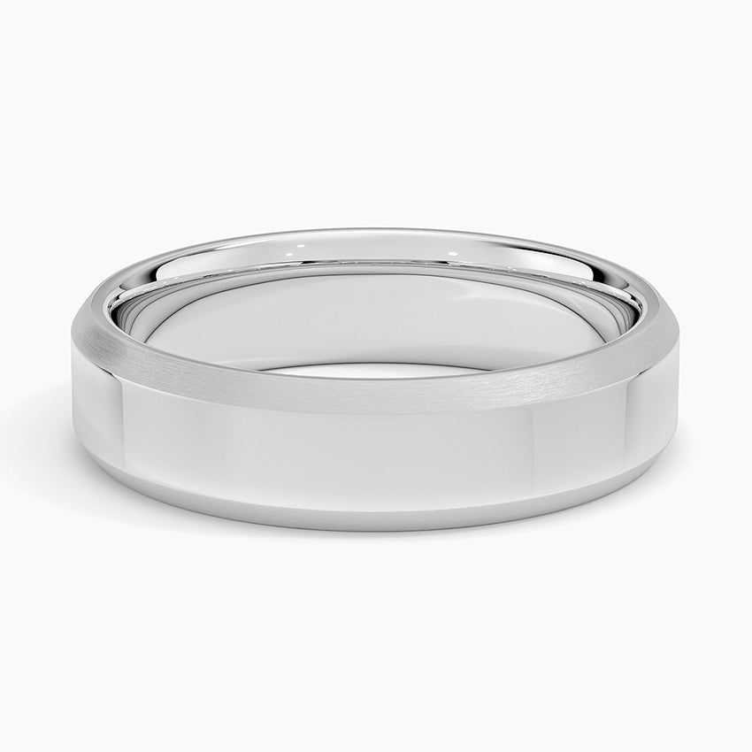 Brushed Edge Bevel 5.5mm Wedding Ring Platinum Wedding Band