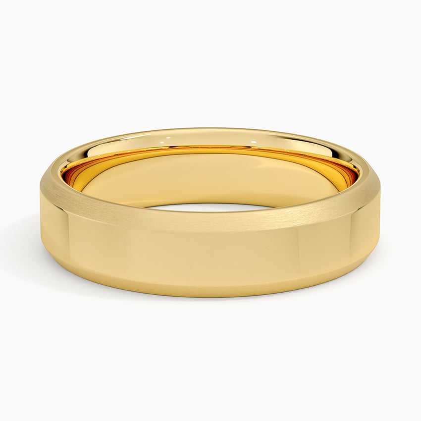 Brushed Edge Bevel 5.5mm Wedding Ring Yellow Gold 18k Wedding Band