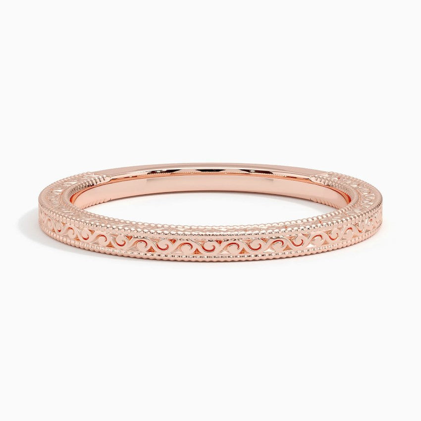 Hudson Engraved Ring Rose Gold 18k Wedding Band