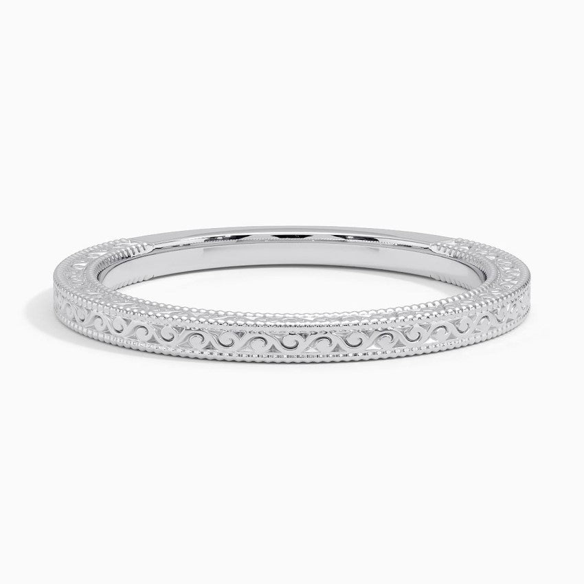 Hudson Engraved Ring Platinum Wedding Band