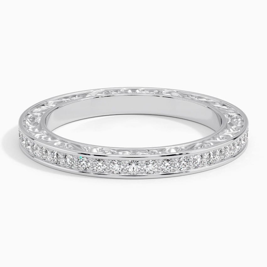 Antique Scroll Engraved Eternity Diamond Ring (2/5 ct. tw.) Platinum Eternity Band