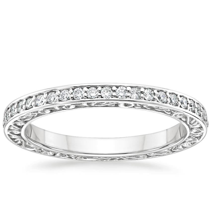Antique Scroll Engraved Eternity Diamond Ring (2/5 ct. tw.) Platinum Eternity Band