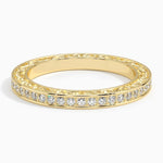 Antique Scroll Engraved Eternity Diamond Ring (2/5 ct. tw.) Yellow Gold 18k Eternity Band