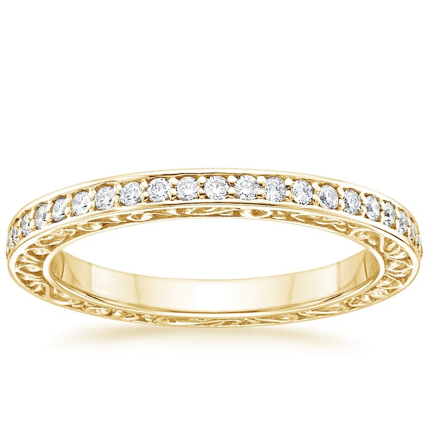Antique Scroll Engraved Eternity Diamond Ring (2/5 ct. tw.) Yellow Gold 18k Eternity Band