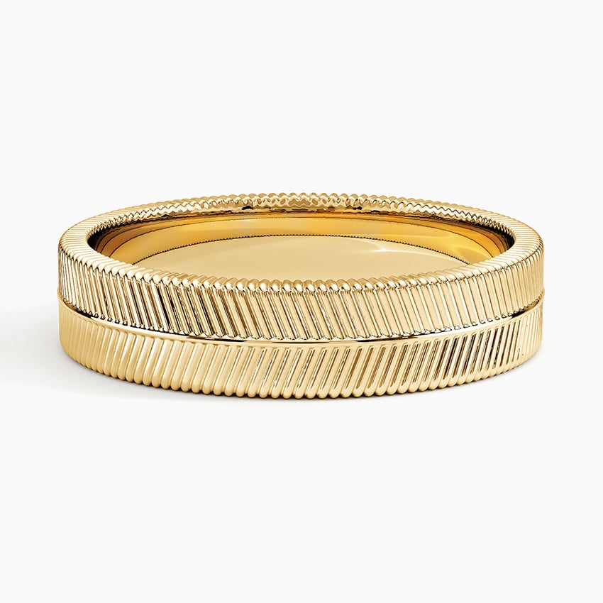 Dezi Herringbone 5mm Ring Yellow Gold 18k Wedding Band