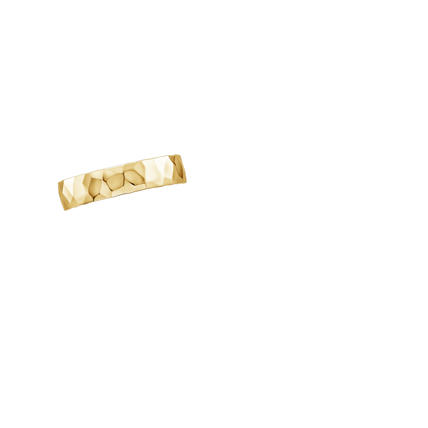 Hammered Quattro 5mm Ring Yellow Gold 18k Wedding Band