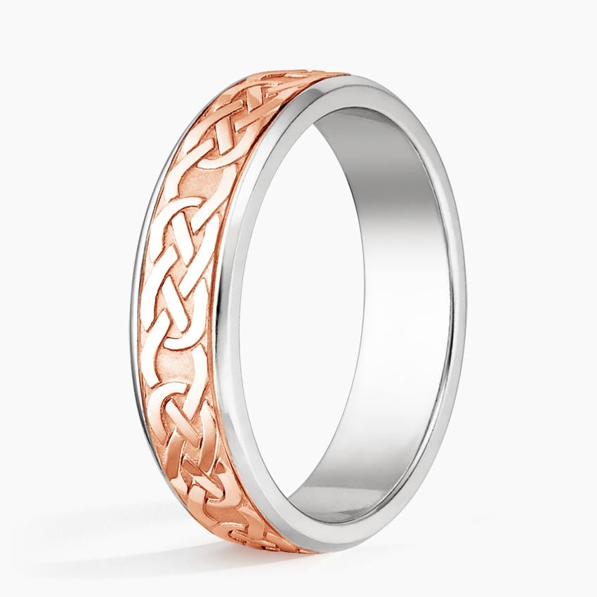 Mixed Metal Celtic Eternity Knot 6mm Wedding Ring Rose Gold 18k Eternity Band