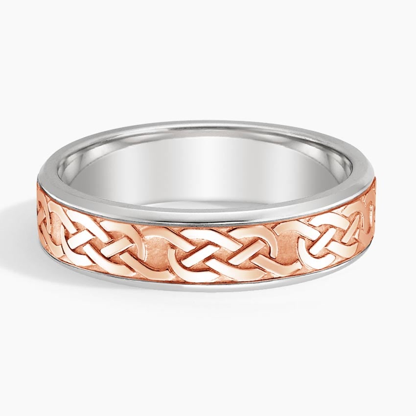 Mixed Metal Celtic Eternity Knot 6mm Wedding Ring Rose Gold 18k Eternity Band
