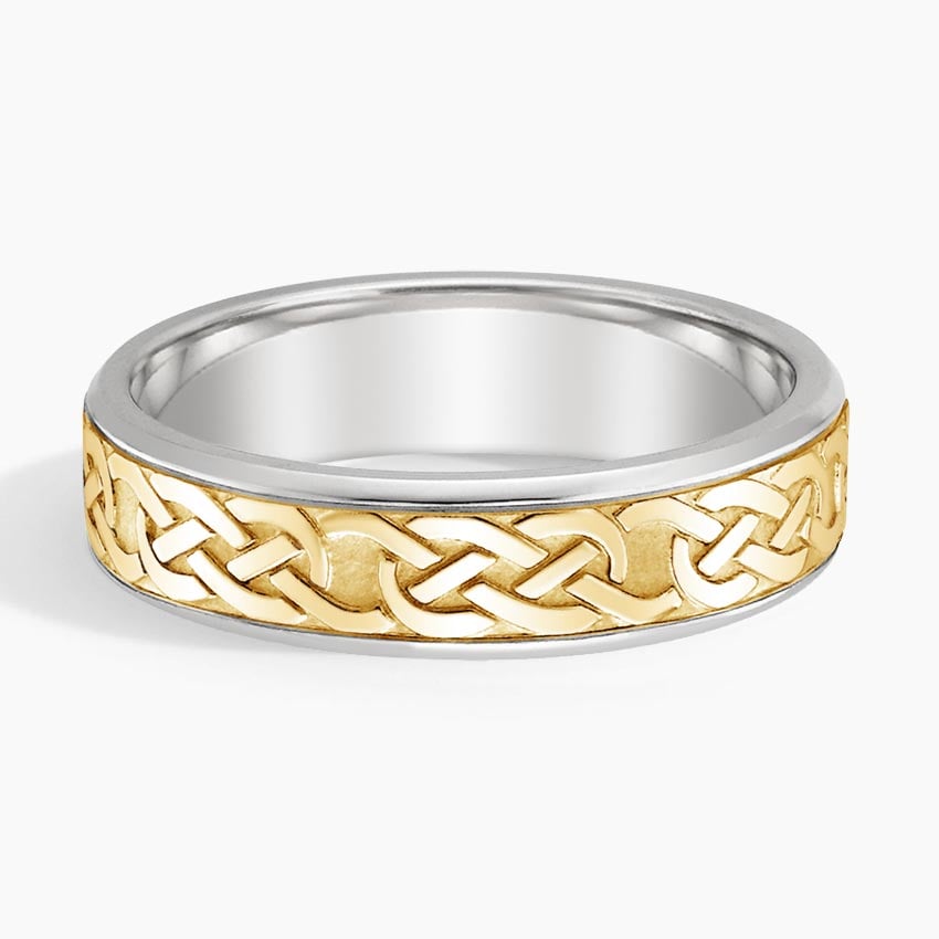 Mixed Metal Celtic Eternity Knot 6mm Wedding Ring Yellow Gold 18k Eternity Band