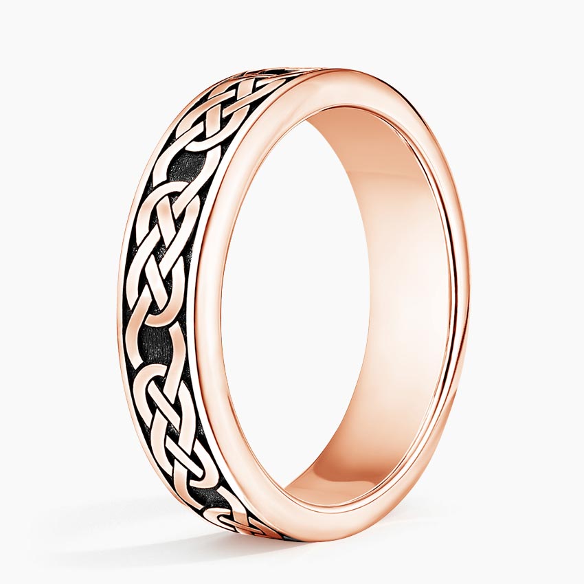 Black Rhodium Celtic Eternity Knot 6mm Wedding Ring Rose Gold 18k Eternity Band