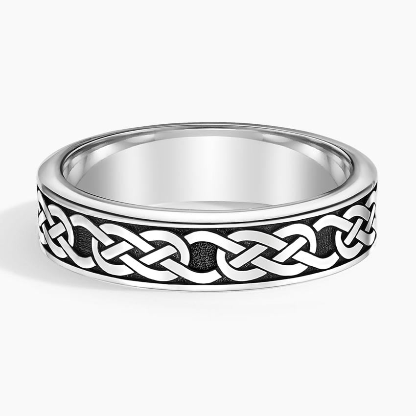 Black Rhodium Celtic Eternity Knot 6mm Wedding Ring Platinum Eternity Band