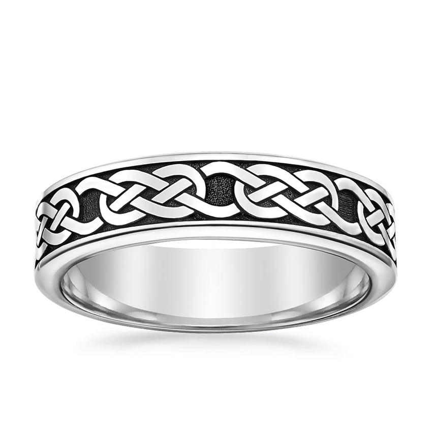 Black Rhodium Celtic Eternity Knot 6mm Wedding Ring Platinum Eternity Band