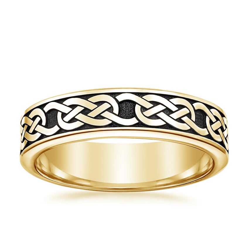 Black Rhodium Celtic Eternity Knot 6mm Wedding Ring Yellow Gold 18k Eternity Band