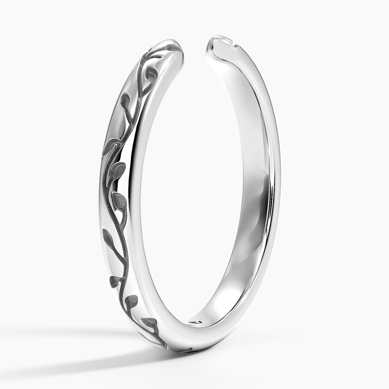 Verdure Engraved Open Ring Platinum Wedding Band