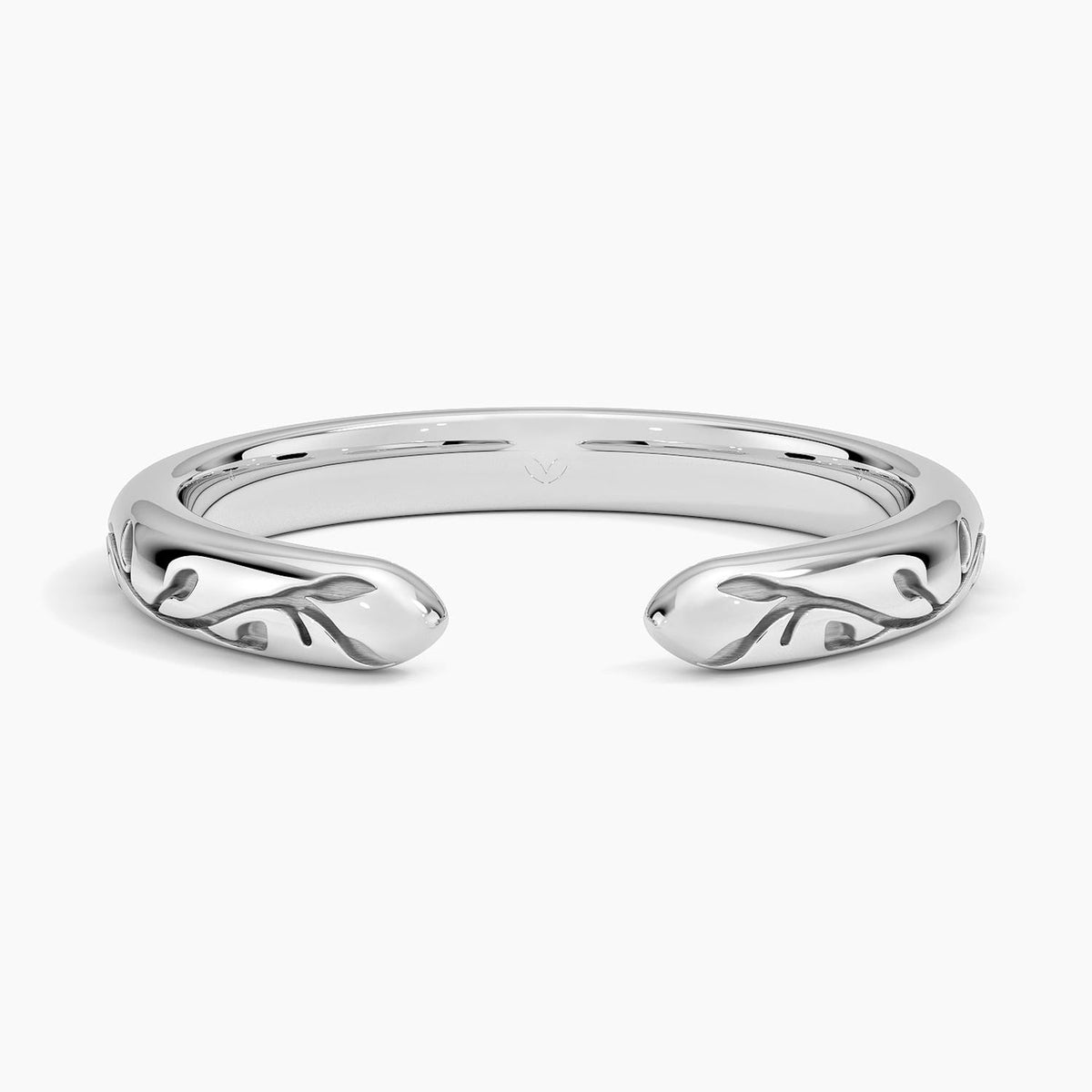 Verdure Engraved Open Ring Platinum Wedding Band