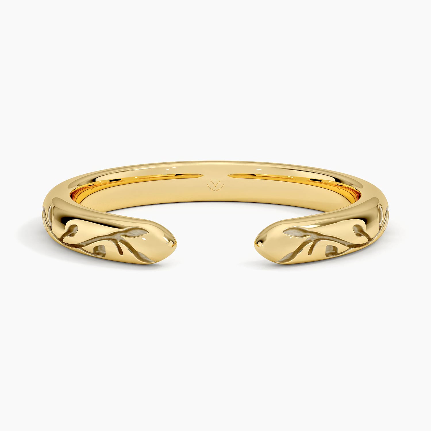 Verdure Engraved Open Ring Yellow Gold 18k Wedding Band