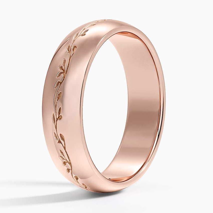 Verdure Engraved 5mm Ring Rose Gold 18k Wedding Band