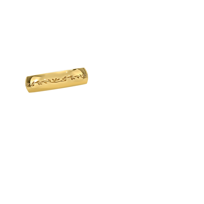 Verdure Engraved 5mm Ring Yellow Gold 18k Wedding Band