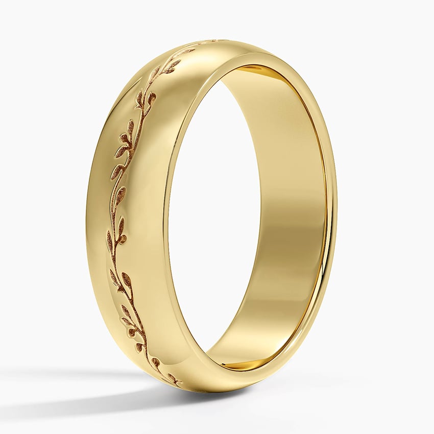 Verdure Engraved 5mm Ring Yellow Gold 18k Wedding Band