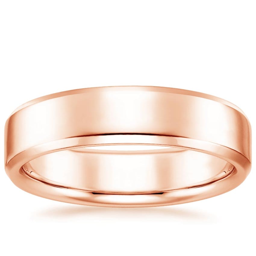 Beveled Edge 5.5mm Wedding Ring Rose Gold 18k Wedding Band