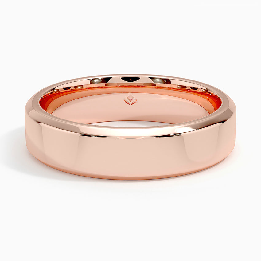 Beveled Edge 5.5mm Wedding Ring Rose Gold 18k Wedding Band