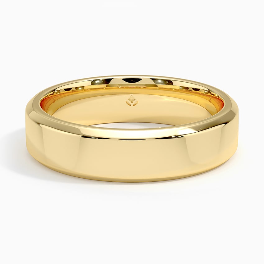 Beveled Edge 5.5mm Wedding Ring Yellow Gold 18k Wedding Band
