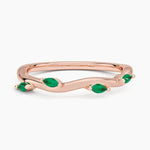 Winding Willow Lab Grown Emerald Ring Rose Gold 18k Wedding Band