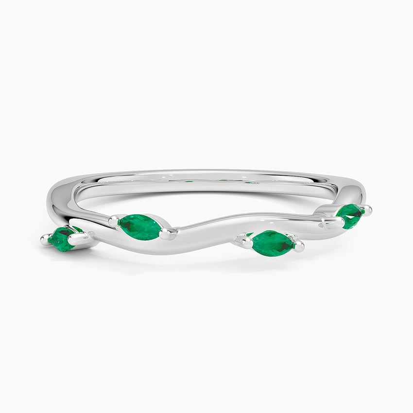 Winding Willow Lab Grown Emerald Ring Platinum Wedding Band