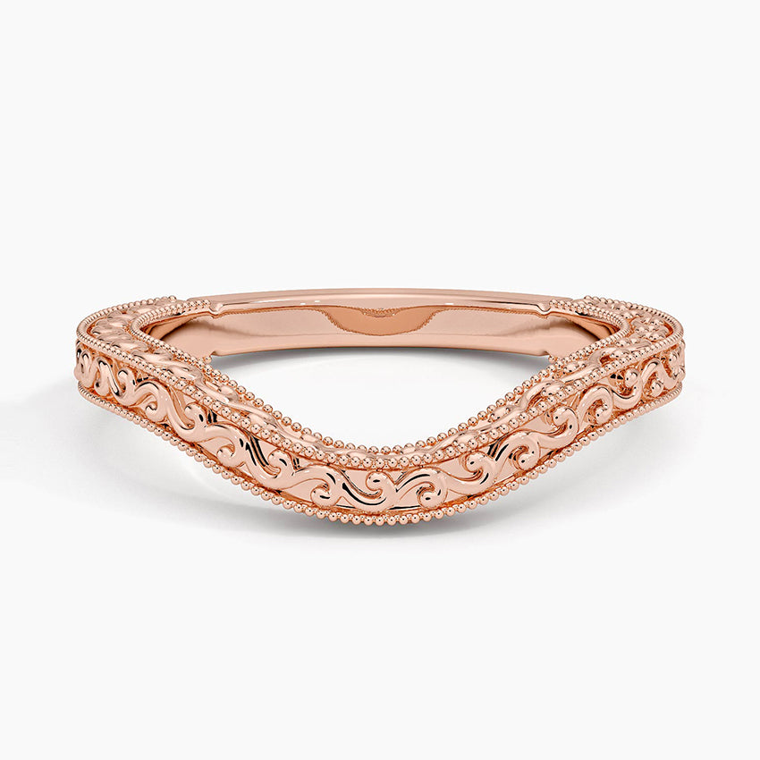 Hudson Engraved Contour Ring Rose Gold 18k Wedding Band