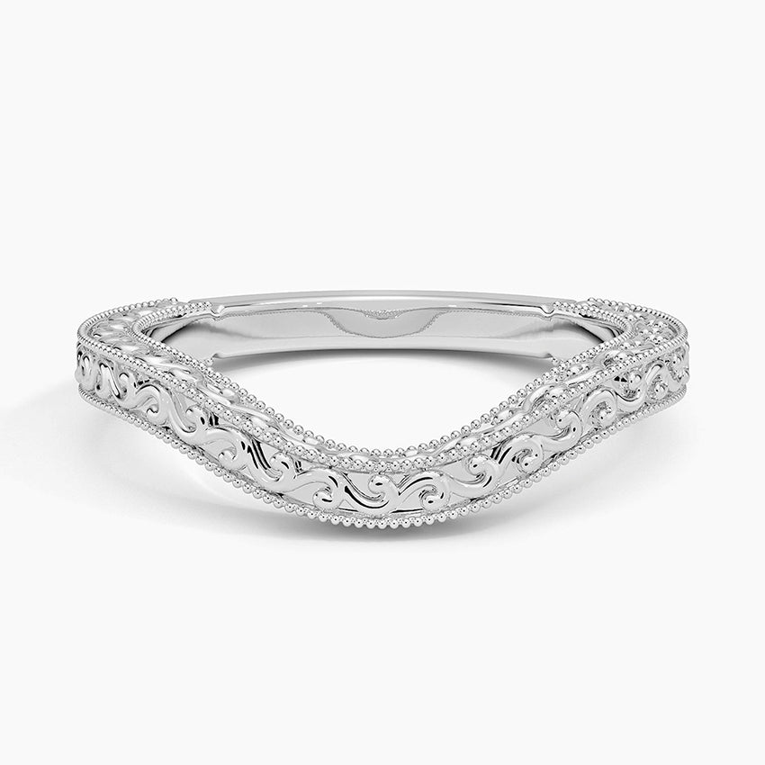 Hudson Engraved Contour Ring Platinum Wedding Band