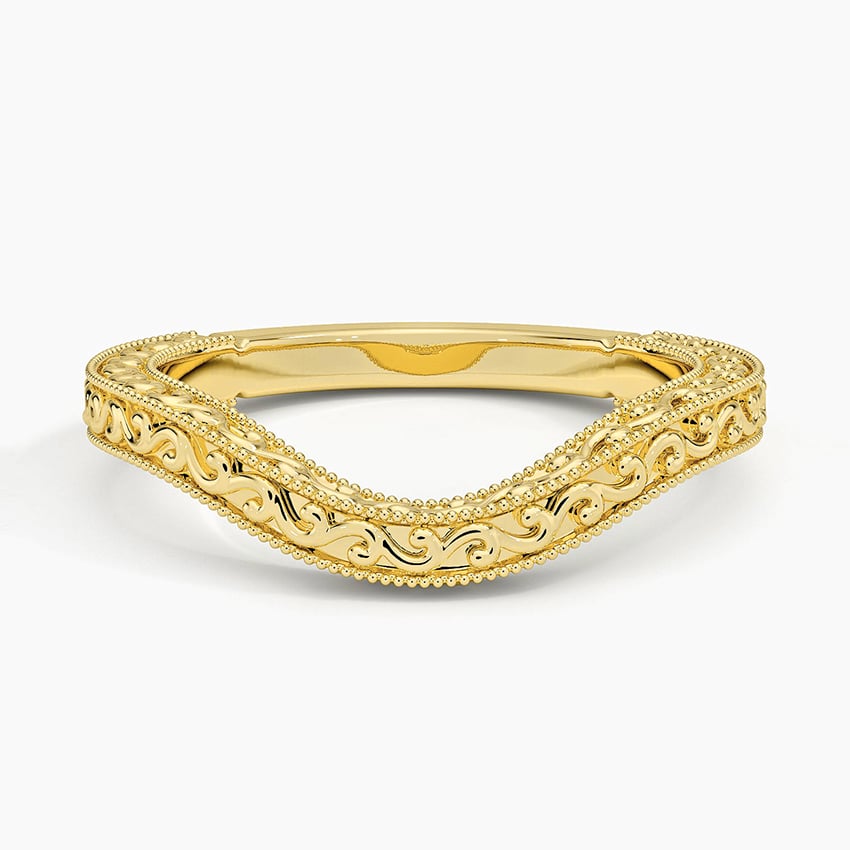 Hudson Engraved Contour Ring Yellow Gold 18k Wedding Band