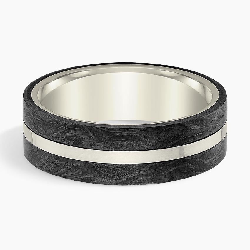 Avenue Black 7mm Wedding Ring White Gold 18k Wedding Band
