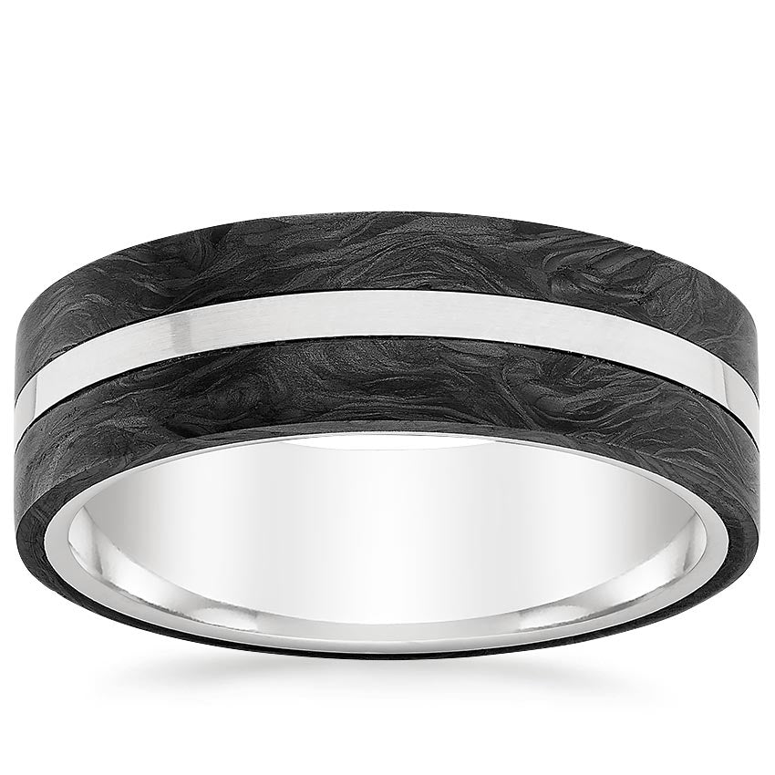 Avenue Black 7mm Wedding Ring White Gold 18k Wedding Band