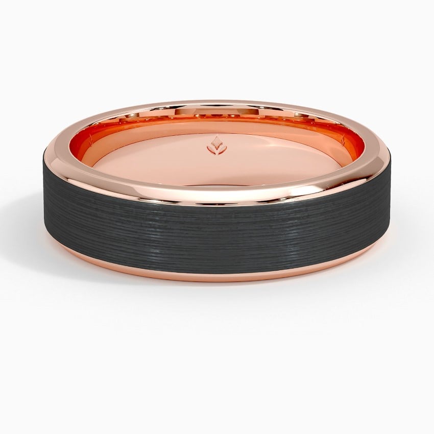 Merle Black 6mm Wedding Ring Rose Gold 18k Wedding Band