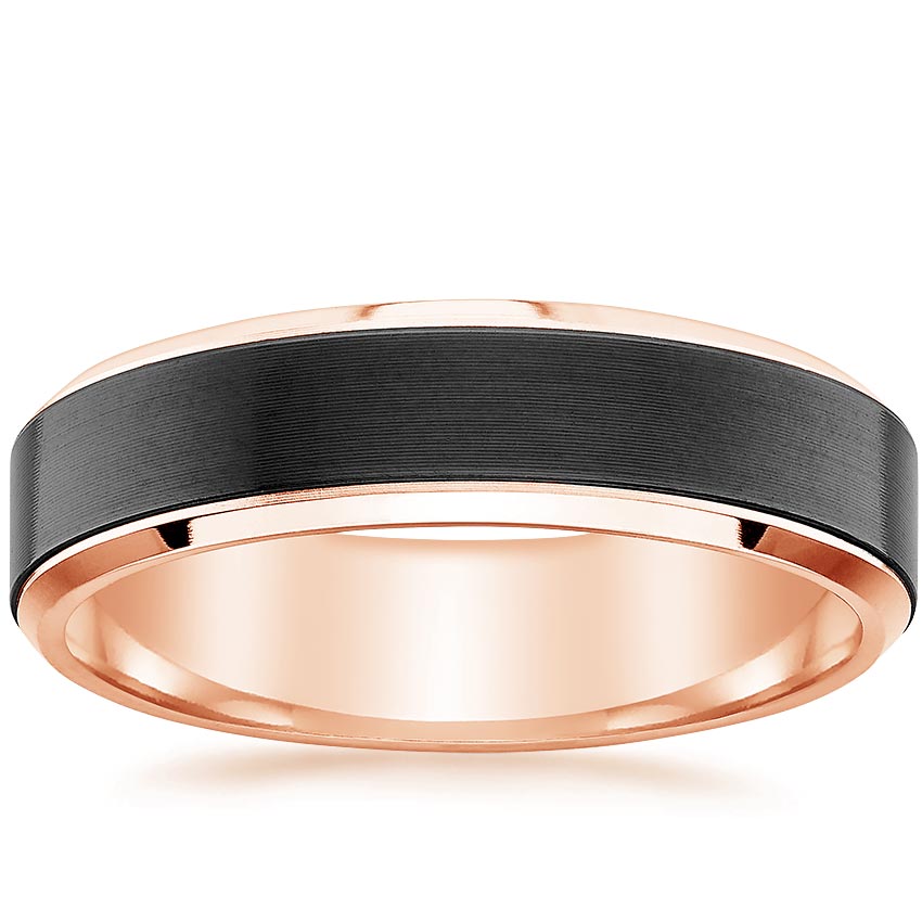 Merle Black 6mm Wedding Ring Rose Gold 18k Wedding Band