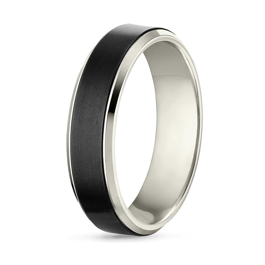 Merle Black 6mm Wedding Ring White Gold 18k Wedding Band