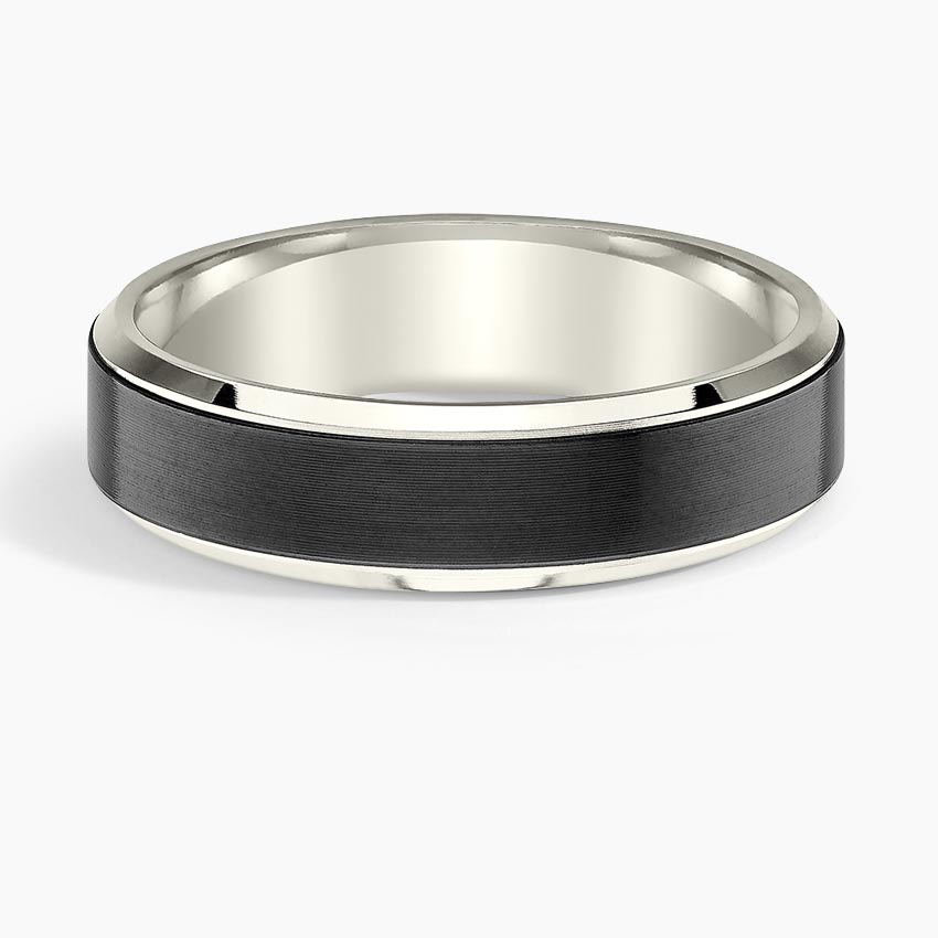 Merle Black 6mm Wedding Ring White Gold 18k Wedding Band