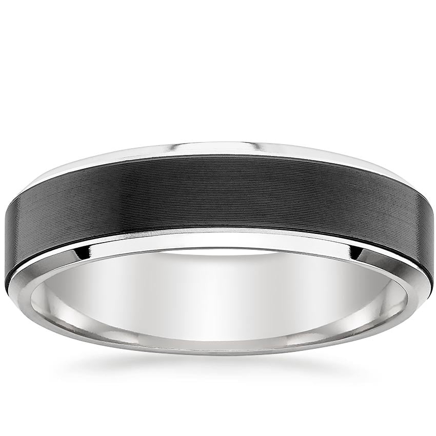 Merle Black 6mm Wedding Ring White Gold 18k Wedding Band