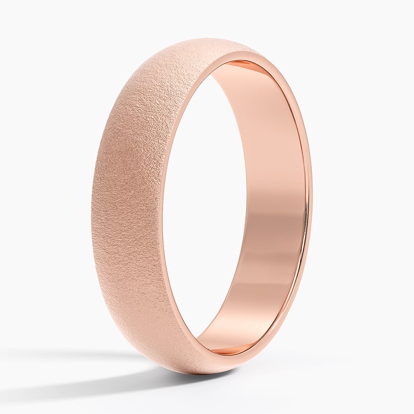 Sandblast Comfort Fit 5mm Wedding Ring Rose Gold 18k Wedding Band