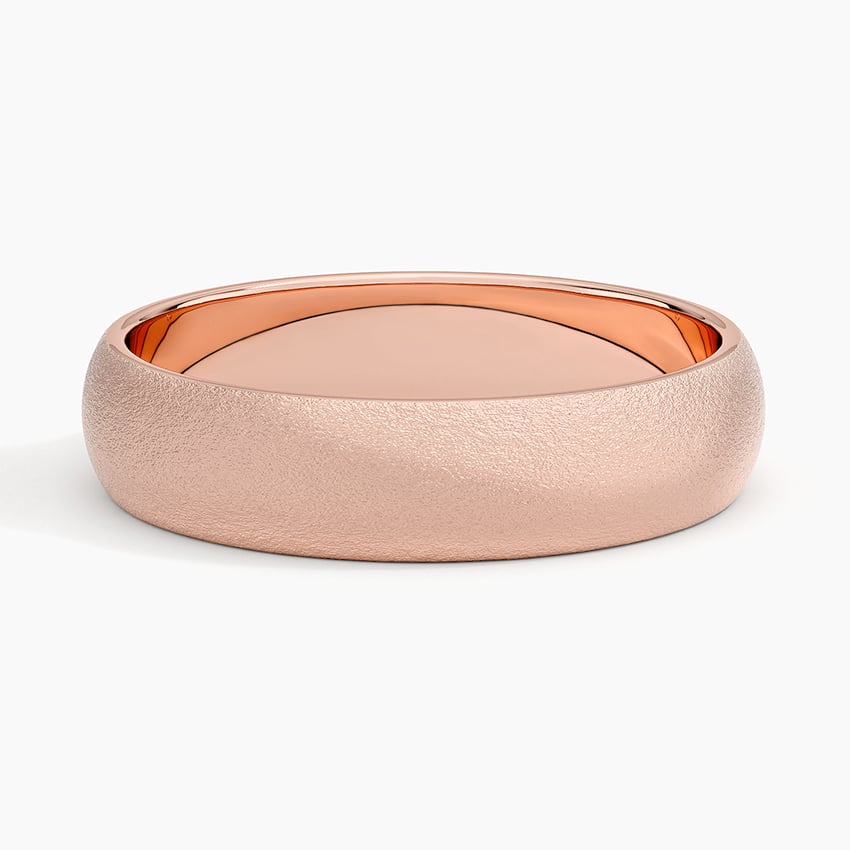Sandblast Comfort Fit 5mm Wedding Ring Rose Gold 18k Wedding Band