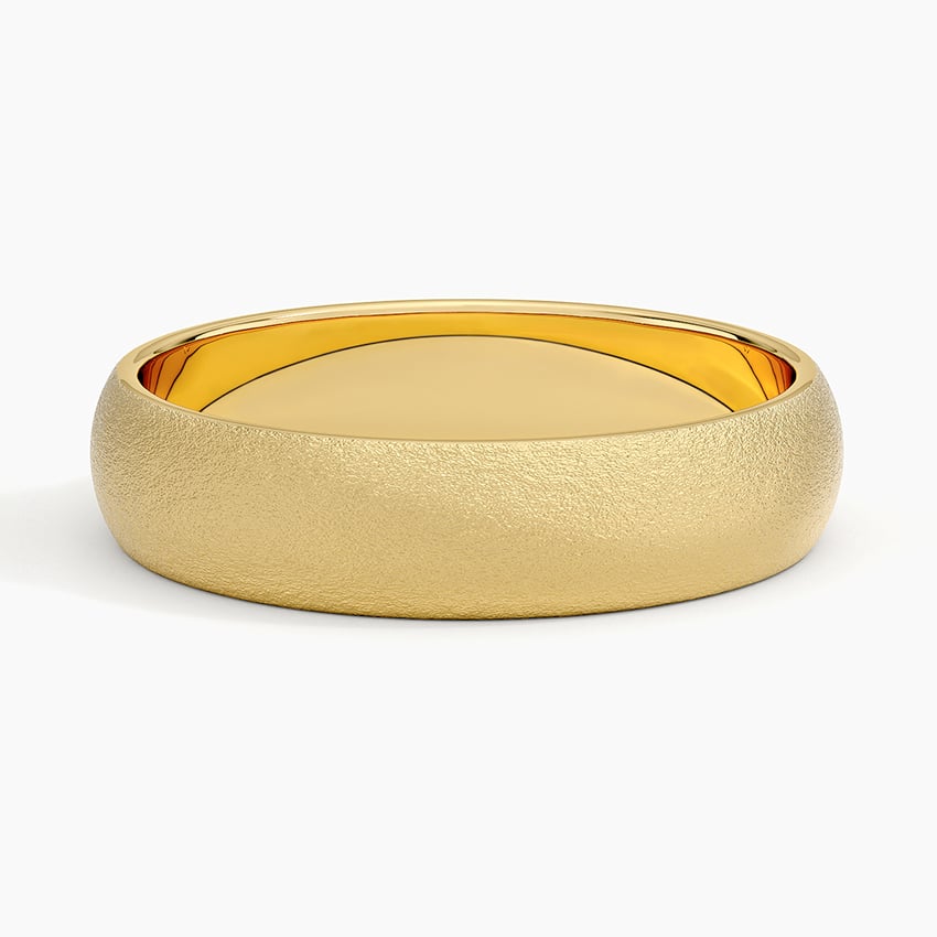 Sandblast Comfort Fit 5mm Wedding Ring Yellow Gold 18k Wedding Band