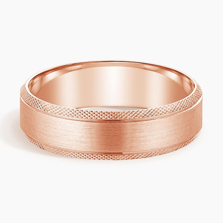 Beveled Edge Maverick 6mm Wedding Ring Rose Gold 18k Wedding Band