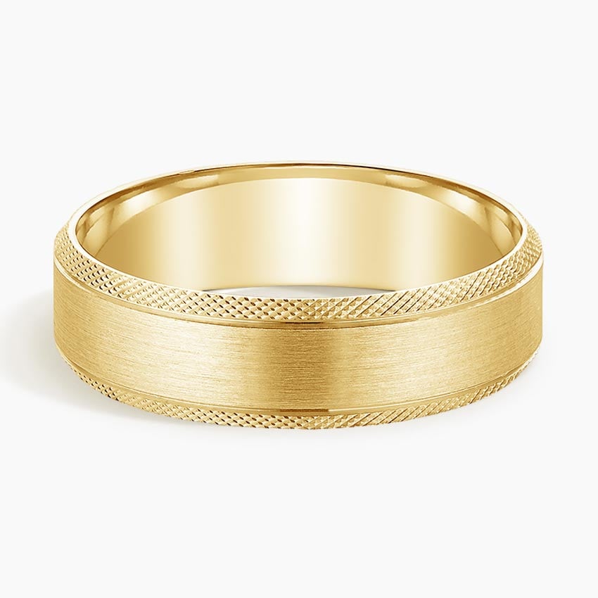 Beveled Edge Maverick 6mm Wedding Ring Yellow Gold 18k Wedding Band
