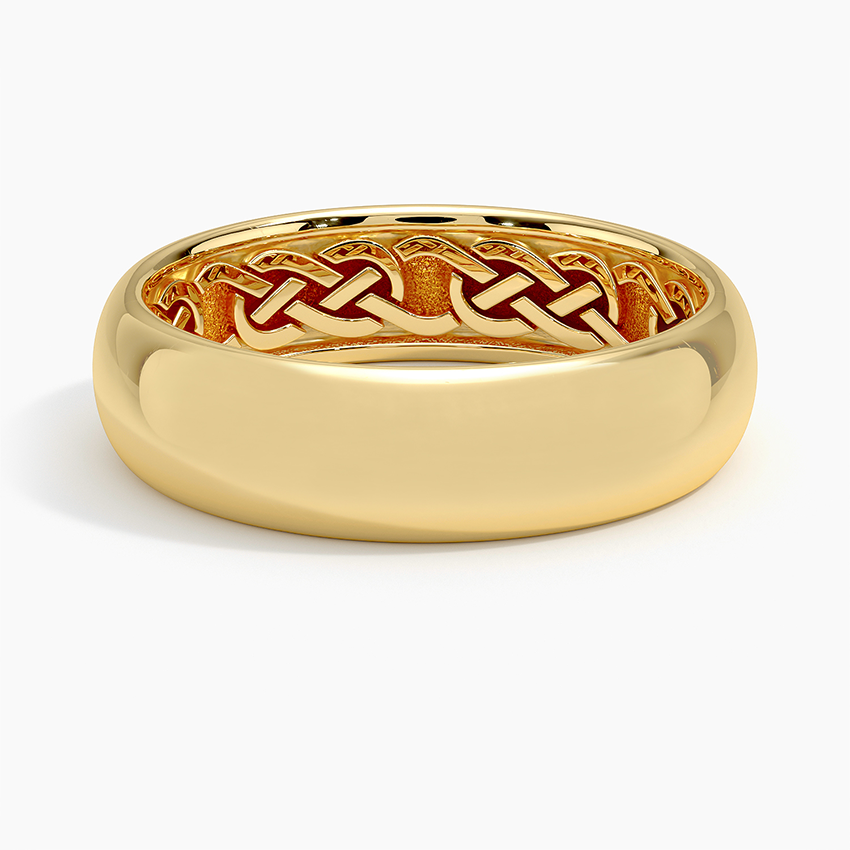 Hidden Celtic Knot 6mm Wedding Ring Yellow Gold 18k Wedding Band
