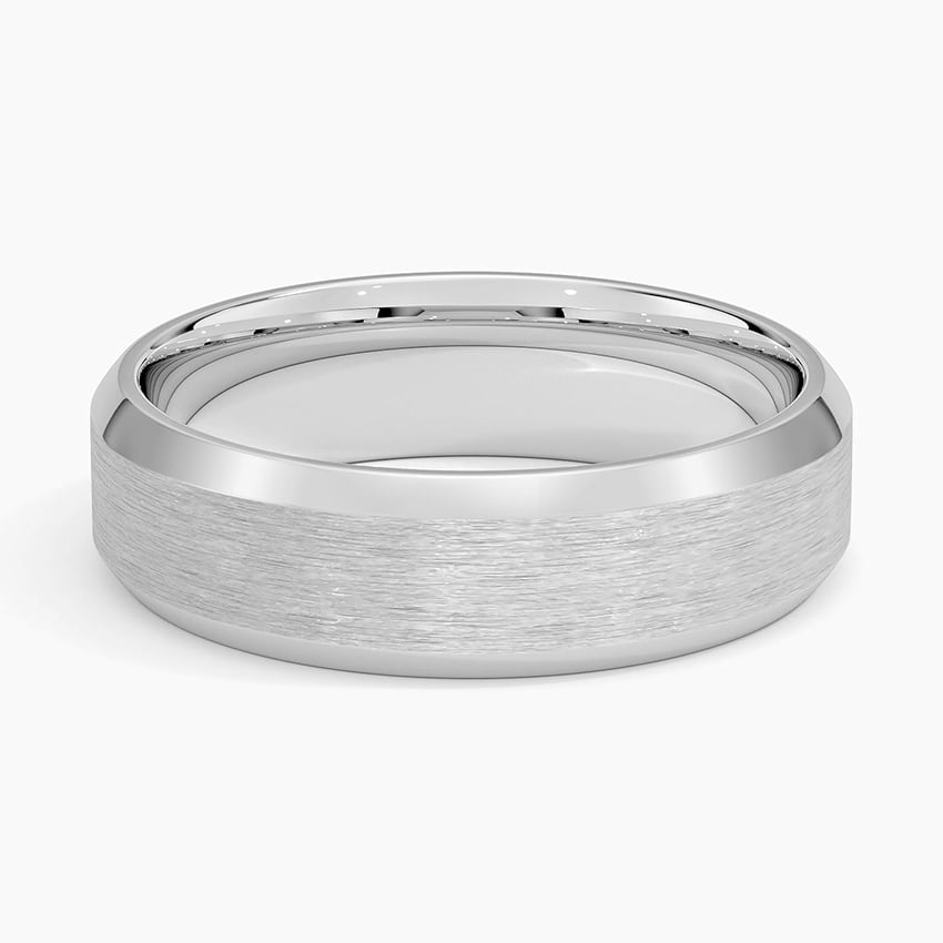 Beveled Edge Matte 6mm Wedding Ring Platinum Wedding Band