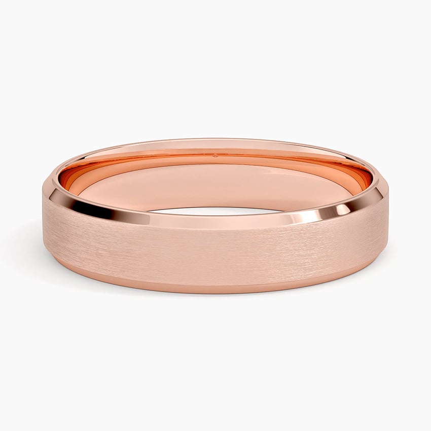 Slim Profile Beveled Edge Matte 4.5mm Wedding Ring Rose Gold 18k Wedding Band
