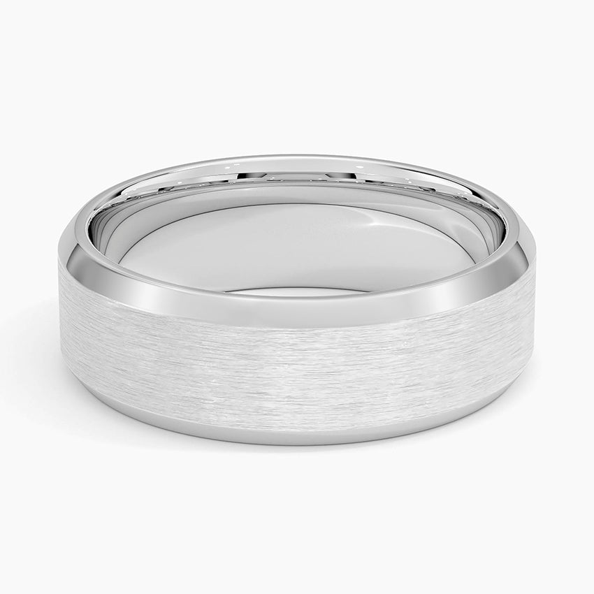 Beveled Edge Matte 7mm Wedding Ring Platinum Wedding Band