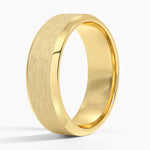 Beveled Edge Matte 7mm Wedding Ring Yellow Gold 18k Wedding Band