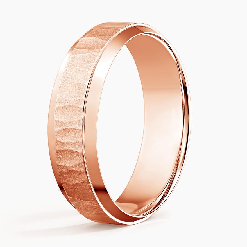 Beveled Edge Aspen 6.5mm Wedding Ring Rose Gold 18k Wedding Band